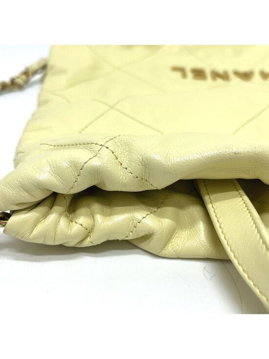 Chanel Backpack 22 Small Chain Leather Yellow main image 8